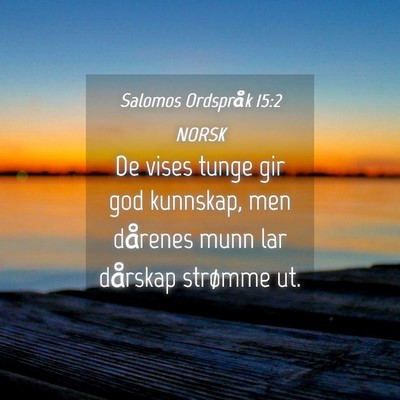Picture 04 - Salomos Ordspråk 15:2 NORSK - De vises tunge gir god kunnskap, men dårenes - Bible Verse Picture