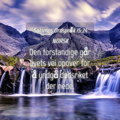 Picture 04 - Salomos Ordspråk 15:24 NORSK - Den forstandige går livets vei opover for å - Bible Verse Picture