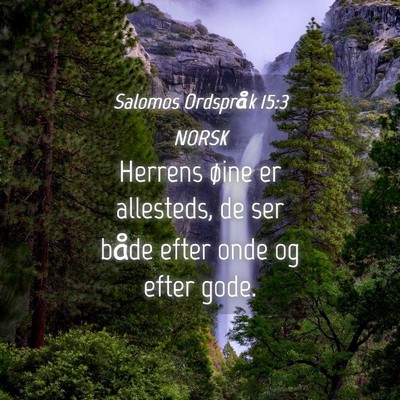 Picture 04 - Salomos Ordspråk 15:3 NORSK - Herrens øine er allesteds, de ser både efter - Bible Verse Picture