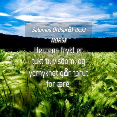 Picture 04 - Salomos Ordspråk 15:33 NORSK - Herrens frykt er tukt til visdom, og ydmykhet - Bible Verse Picture
