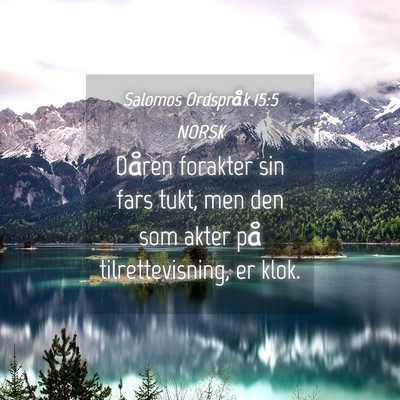Picture 04 - Salomos Ordspråk 15:5 NORSK - Dåren forakter sin fars tukt, men den som akter - Bible Verse Picture