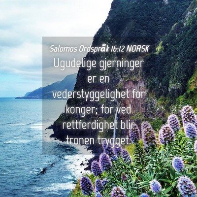 Picture 04 - Salomos Ordspråk 16:12 NORSK - Ugudelige gjerninger er en vederstyggelighet for - Bible Verse Picture