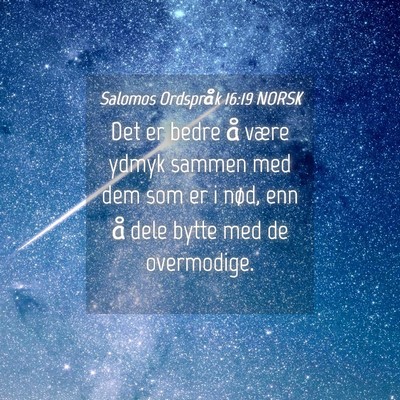 Picture 04 - Salomos Ordspråk 16:19 NORSK - Det er bedre å være ydmyk sammen med dem som er - Bible Verse Picture