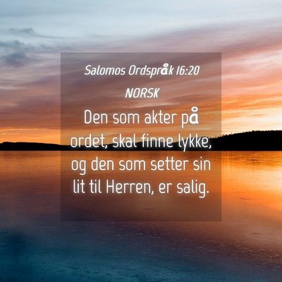 Picture 04 - Salomos Ordspråk 16:20 NORSK - Den som akter på ordet, skal finne lykke, og den - Bible Verse Picture