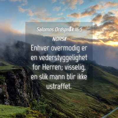 Picture 04 - Salomos Ordspråk 16:5 NORSK - Enhver overmodig er en vederstyggelighet for - Bible Verse Picture