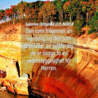 Picture 04 - Salomos Ordspråk 17:15 NORSK - Den som frikjenner en ugudelig, og den som - Bible Verse Picture