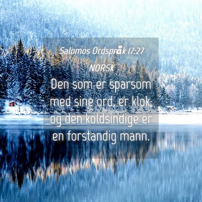 Picture 04 - Salomos Ordspråk 17:27 NORSK - Den som er sparsom med sine ord, er klok, og den - Bible Verse Picture
