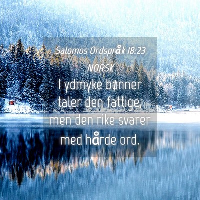 Picture 04 - Salomos Ordspråk 18:23 NORSK - I ydmyke bønner taler den fattige, men den rike - Bible Verse Picture