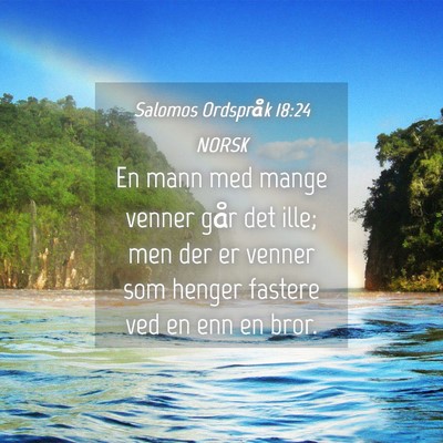 Picture 04 - Salomos Ordspråk 18:24 NORSK - En mann med mange venner går det ille; men der - Bible Verse Picture