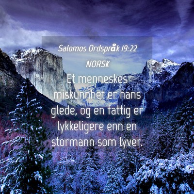 Picture 04 - Salomos Ordspråk 19:22 NORSK - Et menneskes miskunnhet er hans glede, og en - Bible Verse Picture