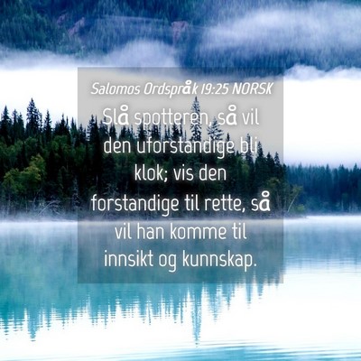 Picture 04 - Salomos Ordspråk 19:25 NORSK - Slå spotteren, så vil den uforstandige bli - Bible Verse Picture
