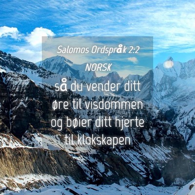Picture 04 - Salomos Ordspråk 2:2 NORSK - så du vender ditt øre til visdommen og bøier - Bible Verse Picture