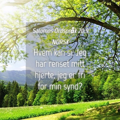 Picture 04 - Salomos Ordspråk 20:9 NORSK - Hvem kan si: Jeg har renset mitt hjerte, jeg er - Bible Verse Picture