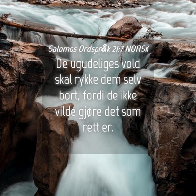 Picture 04 - Salomos Ordspråk 21:7 NORSK - De ugudeliges vold skal rykke dem selv bort, - Bible Verse Picture
