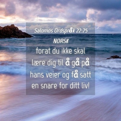 Picture 04 - Salomos Ordspråk 22:25 NORSK - forat du ikke skal lære dig til å gå på hans - Bible Verse Picture