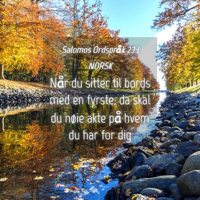 Picture 04 - Salomos Ordspråk 23:1 NORSK - Når du sitter til bords med en fyrste, da skal - Bible Verse Picture