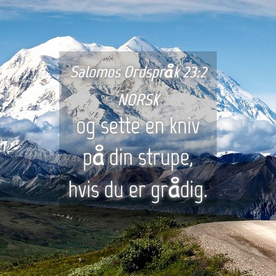 Picture 04 - Salomos Ordspråk 23:2 NORSK - og sette en kniv på din strupe, hvis du er - Bible Verse Picture