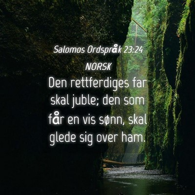 Picture 04 - Salomos Ordspråk 23:24 NORSK - Den rettferdiges far skal juble; den som får en - Bible Verse Picture