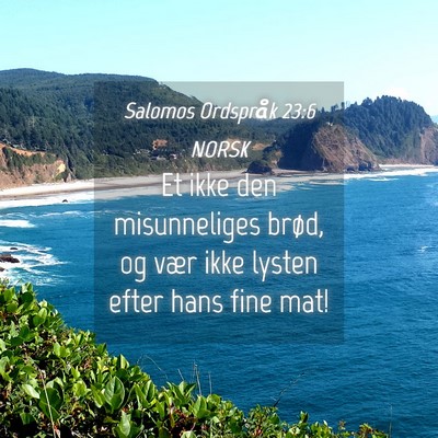 Picture 04 - Salomos Ordspråk 23:6 NORSK - Et ikke den misunneliges brød, og vær ikke - Bible Verse Picture