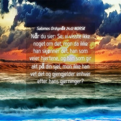 Picture 04 - Salomos Ordspråk 24:12 NORSK - Når du sier: Se, vi visste ikke noget om det, - Bible Verse Picture