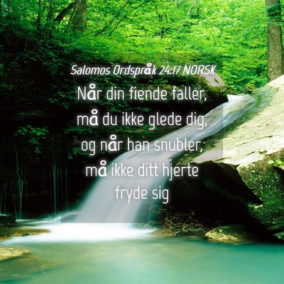 Picture 04 - Salomos Ordspråk 24:17 NORSK - Når din fiende faller, må du ikke glede dig, og - Bible Verse Picture