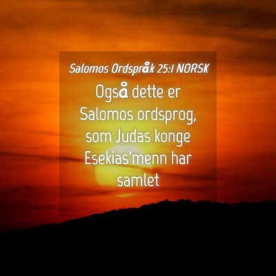 Picture 04 - Salomos Ordspråk 25:1 NORSK - Også dette er Salomos ordsprog, som Judas konge - Bible Verse Picture