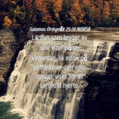 Picture 04 - Salomos Ordspråk 25:20 NORSK - Lik den som legger av sine klær på en - Bible Verse Picture
