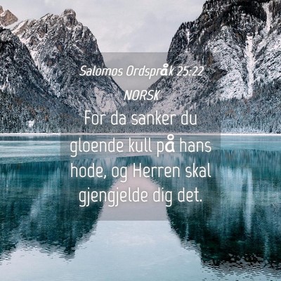 Picture 04 - Salomos Ordspråk 25:22 NORSK - For da sanker du gloende kull på hans hode, og - Bible Verse Picture