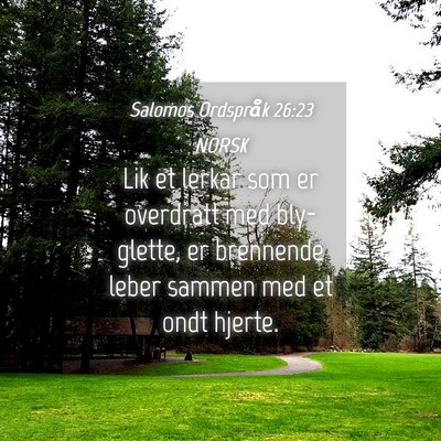 Picture 04 - Salomos Ordspråk 26:23 NORSK - Lik et lerkar som er overdratt med bly-glette, er - Bible Verse Picture