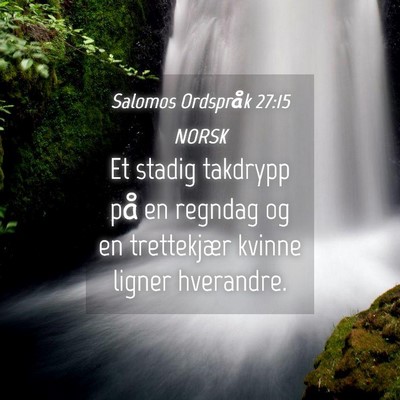 Picture 04 - Salomos Ordspråk 27:15 NORSK - Et stadig takdrypp på en regndag og en - Bible Verse Picture
