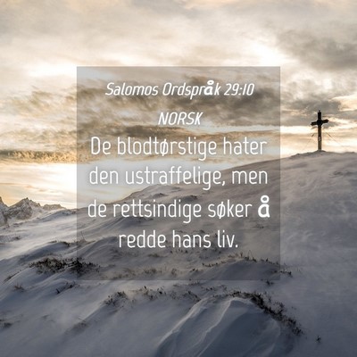 Picture 04 - Salomos Ordspråk 29:10 NORSK - De blodtørstige hater den ustraffelige, men de - Bible Verse Picture