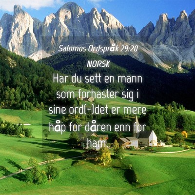 Picture 04 - Salomos Ordspråk 29:20 NORSK - Har du sett en mann som forhaster sig i sine - Bible Verse Picture