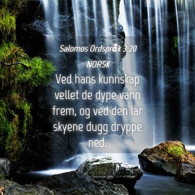 Picture 04 - Salomos Ordspråk 3:20 NORSK - Ved hans kunnskap vellet de dype vann frem, og - Bible Verse Picture