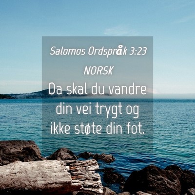 Picture 04 - Salomos Ordspråk 3:23 NORSK - Da skal du vandre din vei trygt og ikke støte - Bible Verse Picture