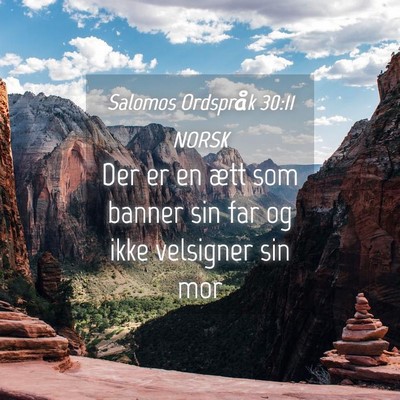 Picture 04 - Salomos Ordspråk 30:11 NORSK - Der er en ætt som banner sin far og ikke - Bible Verse Picture