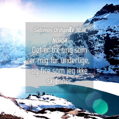 Picture 04 - Salomos Ordspråk 30:18 NORSK - Det er tre ting som er mig for underlige, og fire - Bible Verse Picture