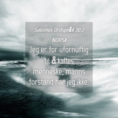 Picture 04 - Salomos Ordspråk 30:2 NORSK - Jeg er for ufornuftig til å kalles menneske; - Bible Verse Picture