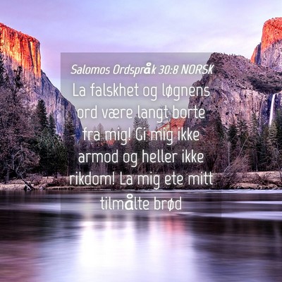 Picture 04 - Salomos Ordspråk 30:8 NORSK - La falskhet og løgnens ord være langt borte fra - Bible Verse Picture