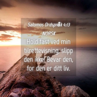 Picture 04 - Salomos Ordspråk 4:13 NORSK - Hold fast ved min tilrettevisning, slipp den - Bible Verse Picture