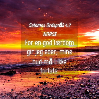 Picture 04 - Salomos Ordspråk 4:2 NORSK - For en god lærdom gir jeg eder; mine bud må I - Bible Verse Picture
