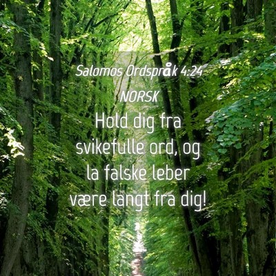 Picture 04 - Salomos Ordspråk 4:24 NORSK - Hold dig fra svikefulle ord, og la falske leber - Bible Verse Picture