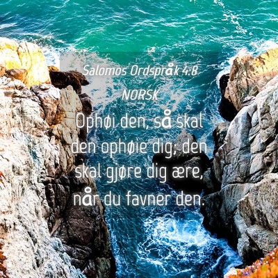Picture 04 - Salomos Ordspråk 4:8 NORSK - Ophøi den, så skal den ophøie dig; den skal - Bible Verse Picture