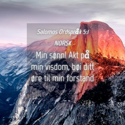 Picture 04 - Salomos Ordspråk 5:1 NORSK - Min sønn! Akt på min visdom, bøi ditt øre til - Bible Verse Picture
