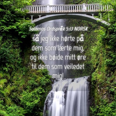 Picture 04 - Salomos Ordspråk 5:13 NORSK - så jeg ikke hørte på dem som lærte mig, og - Bible Verse Picture