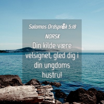 Picture 04 - Salomos Ordspråk 5:18 NORSK - Din kilde være velsignet, gled dig i din ungdoms - Bible Verse Picture