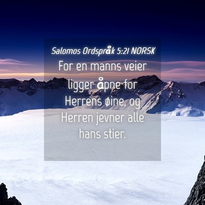 Picture 04 - Salomos Ordspråk 5:21 NORSK - For en manns veier ligger åpne for Herrens - Bible Verse Picture