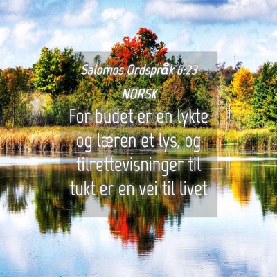 Picture 04 - Salomos Ordspråk 6:23 NORSK - For budet er en lykte og læren et lys, og - Bible Verse Picture