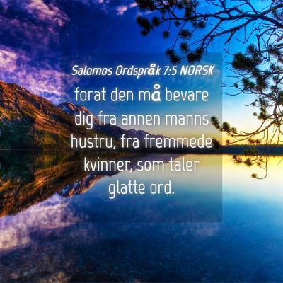 Picture 04 - Salomos Ordspråk 7:5 NORSK - forat den må bevare dig fra annen manns hustru, - Bible Verse Picture