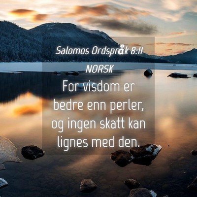 Picture 04 - Salomos Ordspråk 8:11 NORSK - For visdom er bedre enn perler, og ingen skatt - Bible Verse Picture