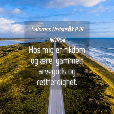Picture 04 - Salomos Ordspråk 8:18 NORSK - Hos mig er rikdom og ære, gammelt arvegods og - Bible Verse Picture
